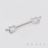 HALLOWEEN MULTI CZ DEVIL HEART WITH SMALL HORNS 316L SURGICAL STEEL NIPPLE RING